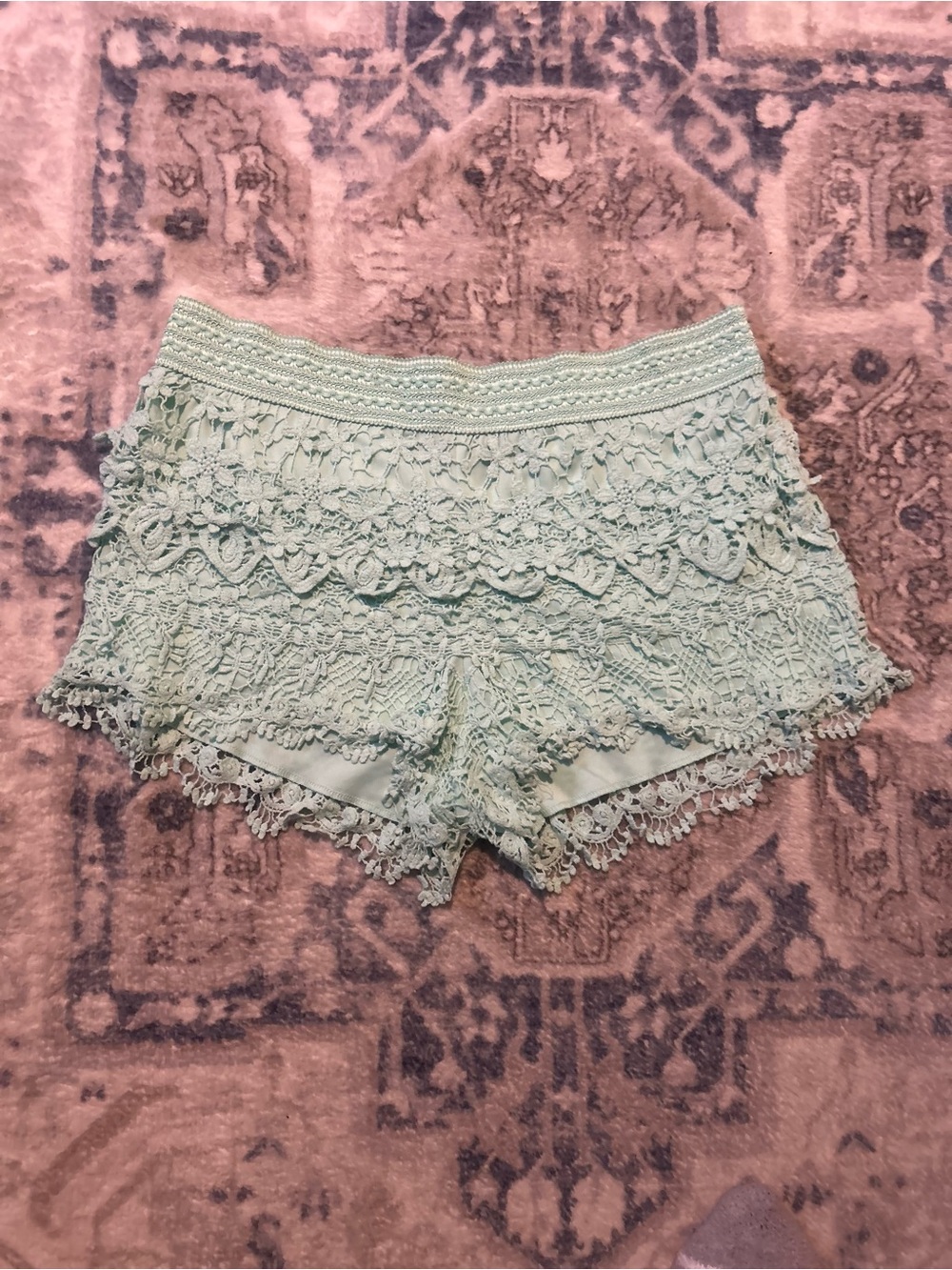 No Boundaries Lace Overlay Shorts - Mint Green